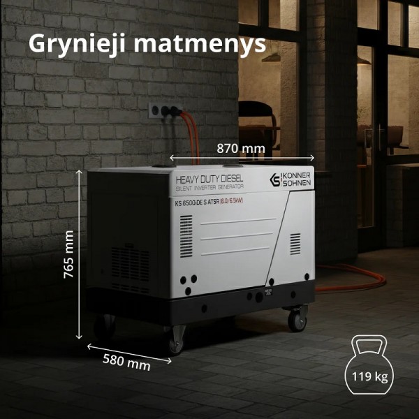 Dyzelinis inverterinis generatorius KONNER & SOHNEN KS 6500iDE S ATSR